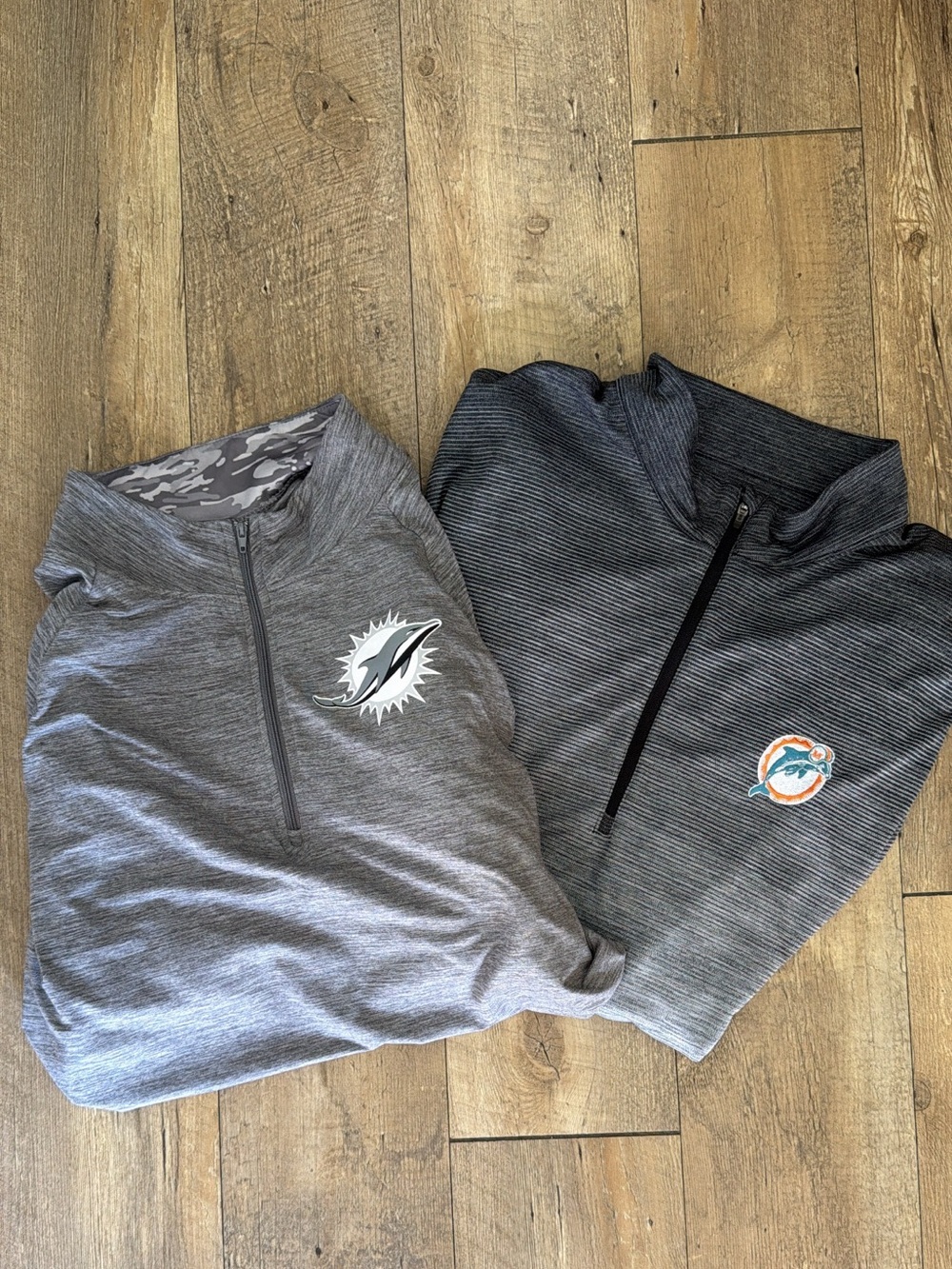 Men's Miami Dolphin NFL 1/4 Zip Pullover Sweater Jacket Set - XXL, Gray & Black